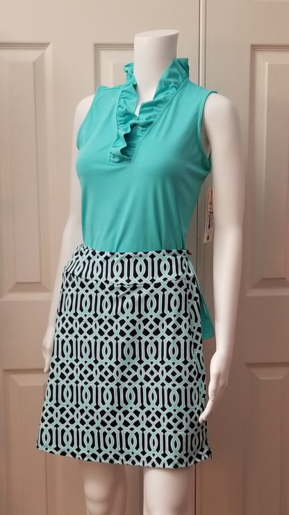 Zip Skort - Sea Glass Aqua Gate Print