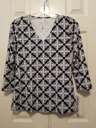 V Neck Top: GeoBlack