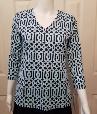 V Neck Top: Aqua Gate