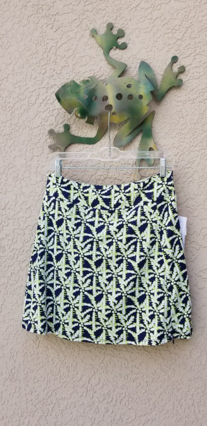 Zip Skort in Lime/Navy Palm Print