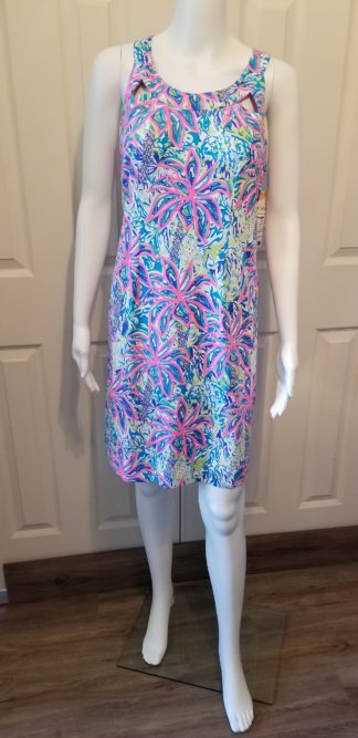 Lattice Back Dress - Pink Palms