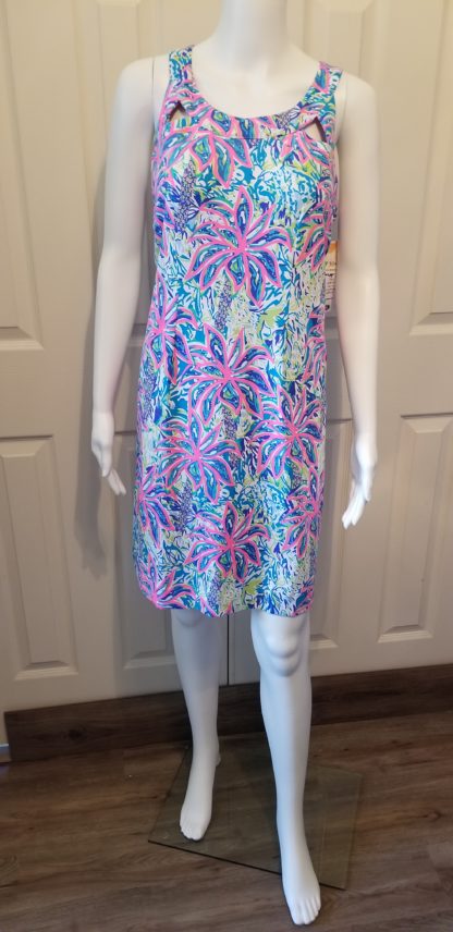 Lattice Back Dress - Pink Palms