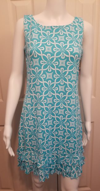 Ruffle Hem Dress - Geo Flower