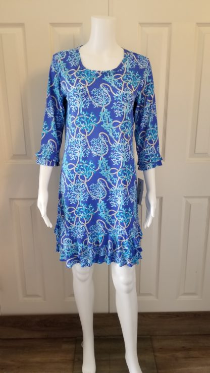 3/4 Sleeve Ruffle Hem Dress: RCB