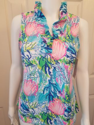 Ruffle V Neck Top: Multi
