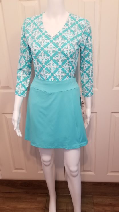 Zip Skort: Sea Glass Aqua