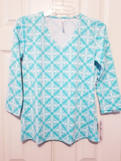 V Neck Top: Blue Corals - Image 4