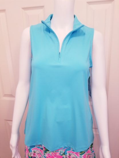 Zip Neck S/L Top: ClearTurq