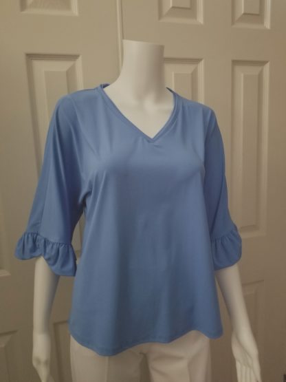 Ruffle Slv Top: Multi Corals - Image 3