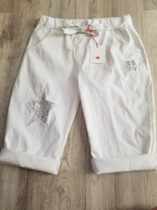 Sequin Star Shorts: White