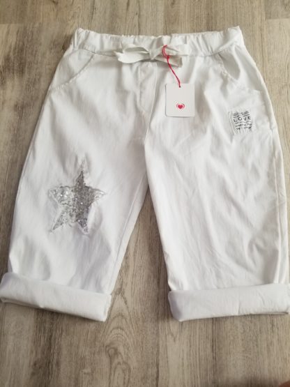 Sequin Star Shorts: White