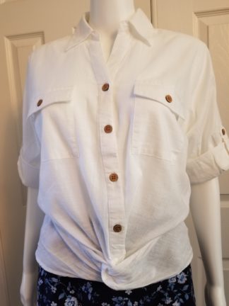 Knot Front Cotton Shirt
