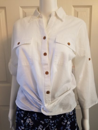 Knot Front Cotton Shirt - Image 3