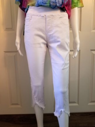 Cross Fray Hem Capri: White